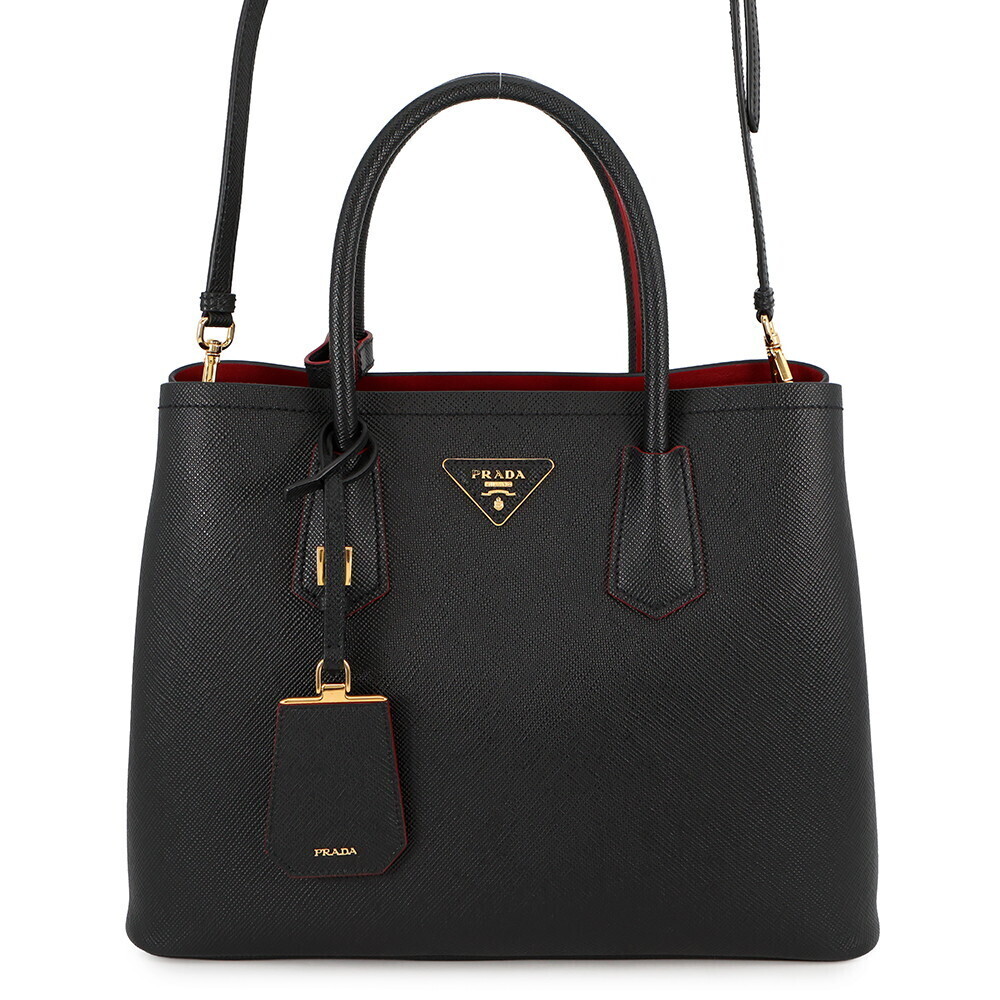 Prada Tote Bag Saffiano Leather Shoulder Black